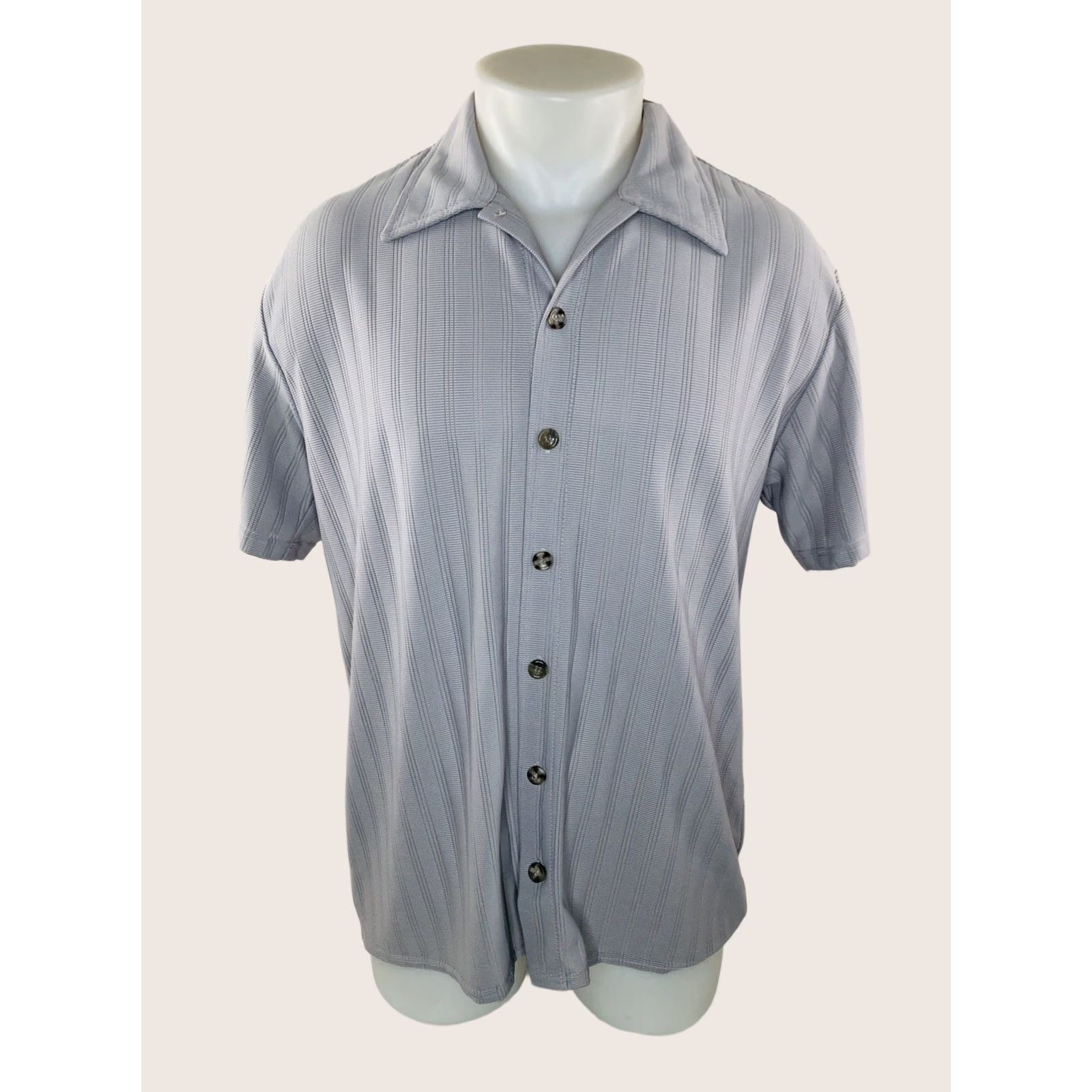Vintage POSITANO USA Vintage Mens Shirt - Button-Up Short Sleeve Gray / Silver M Size US M / EU 48-50 / 2 - 1 Thumbnail