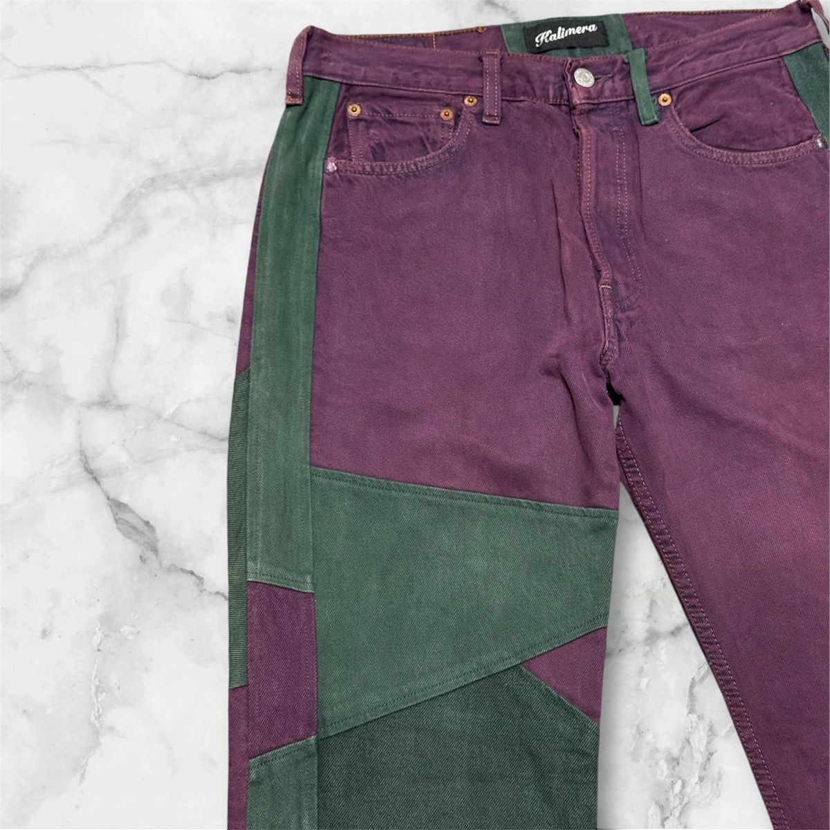 Levi's × Vintage Vintage 90s Levis Rebuild by Kalimera patchwork denim jeans Size US 31 - 2 Thumbnail