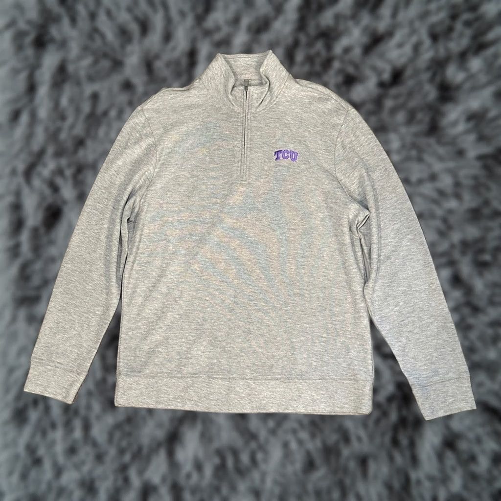 Vineyard Vines Vineyard Vines Gray Pima Cotton Knit Quarter Zip Pullover - L Shirt Men Gray Subtle Team TCU Horned Frogs 90s? Size US L / EU 52-54 / 3 - 1 Thumbnail