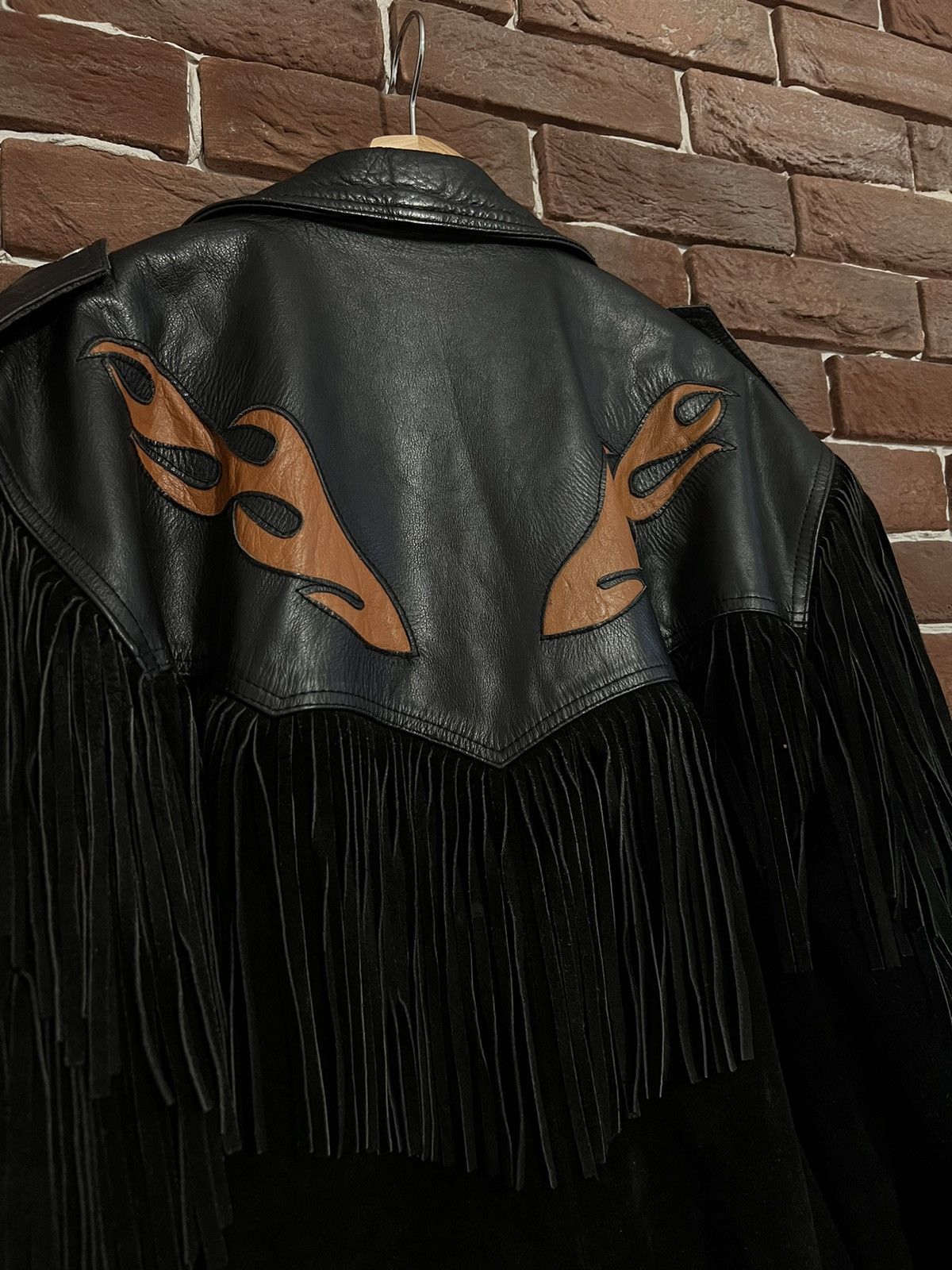Vintage vintage biker leather suede fringe jacket flames rare 3XL Size US XXL / EU 58 / 5 - 7 Thumbnail