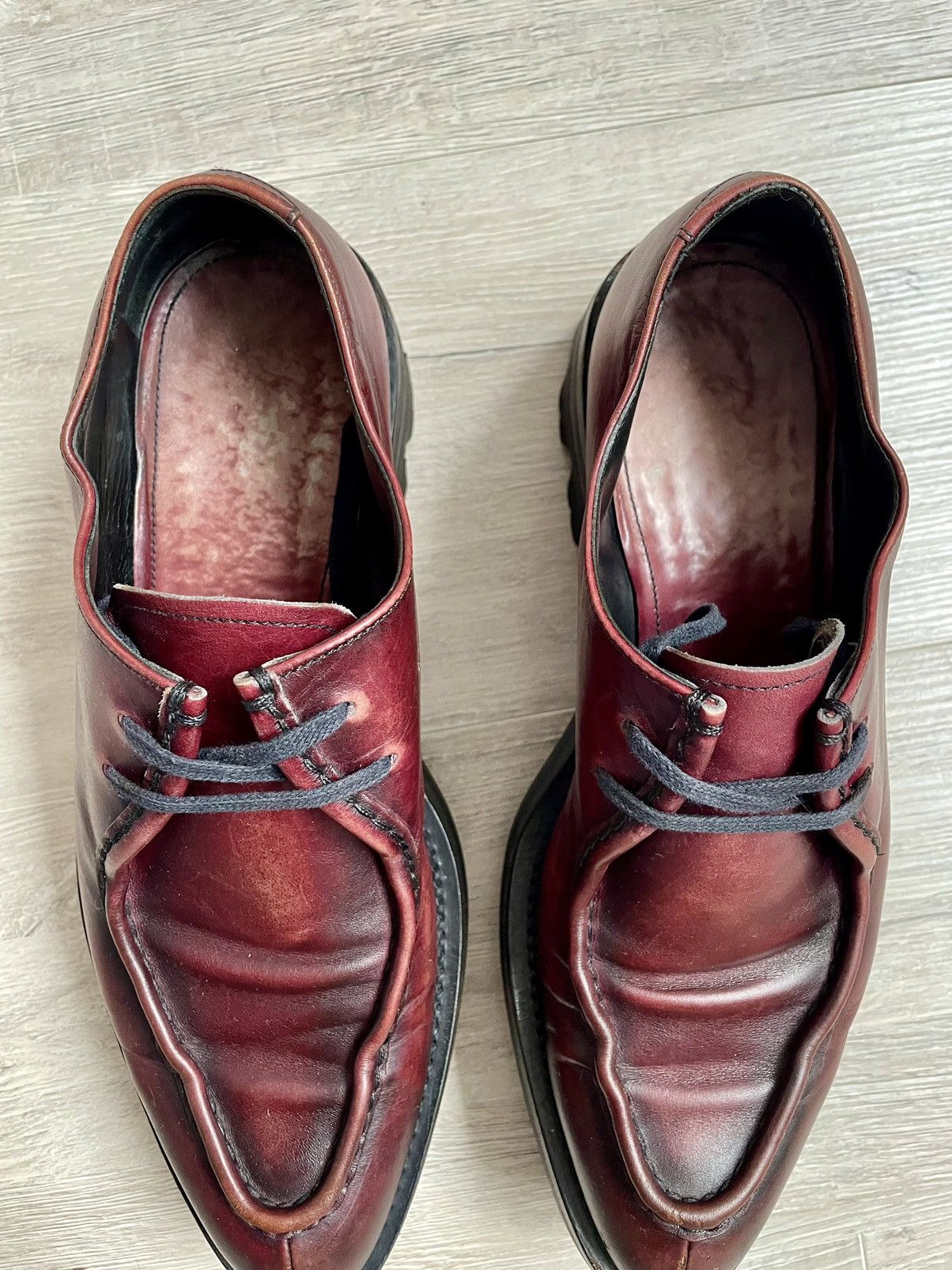 Prada Rare Prada FW13 Runaway Calfskin Burgundy Lug Sole Creepers Size US 9 / EU 42 - 11 Thumbnail