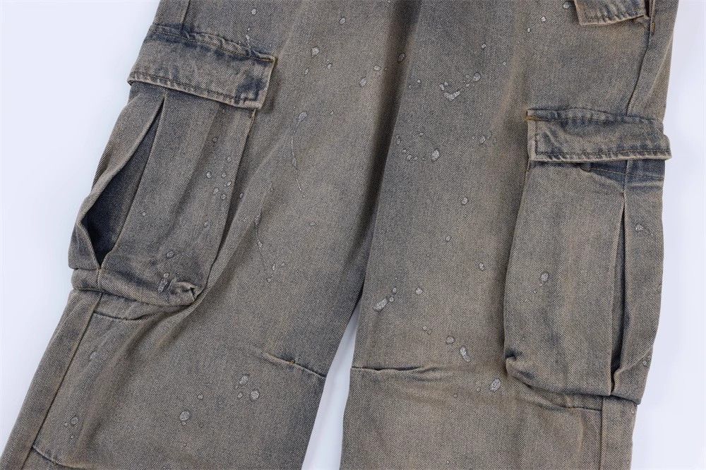 Japanese Brand × Jean Men's street washed distressed splatter straight cargo jeans Size US 32 / EU 48 - 6 Thumbnail