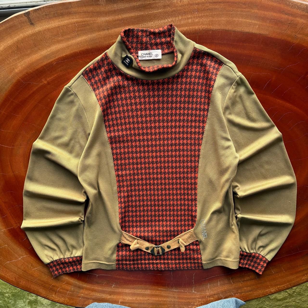 Chanel Chanel Vintage 90s Houndstooth Turtleneck Sweater Size US M / EU 48-50 / 2 - 1 Thumbnail
