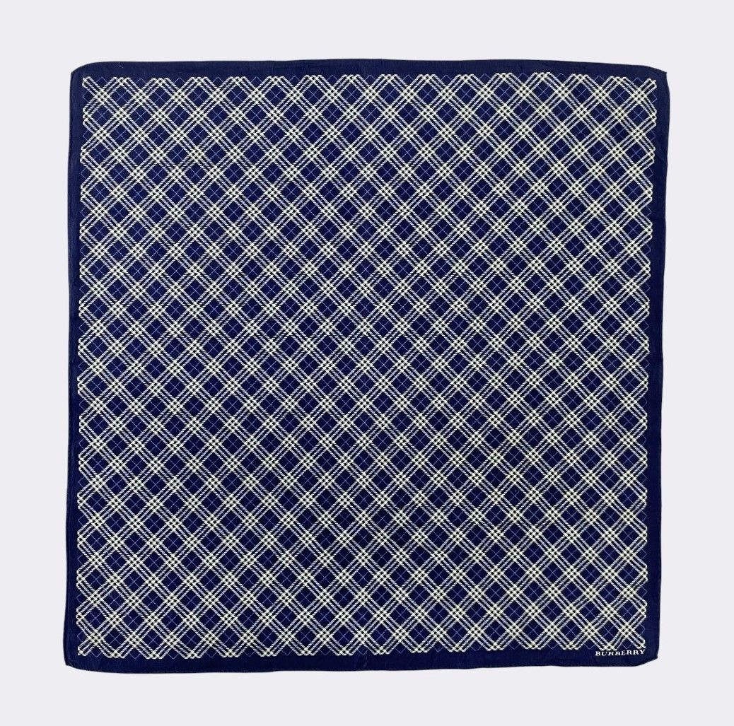 Burberry Vintage Burberry Navy Diamond Crosshatch Cotton Handkerchief Size ONE SIZE - 2 Thumbnail