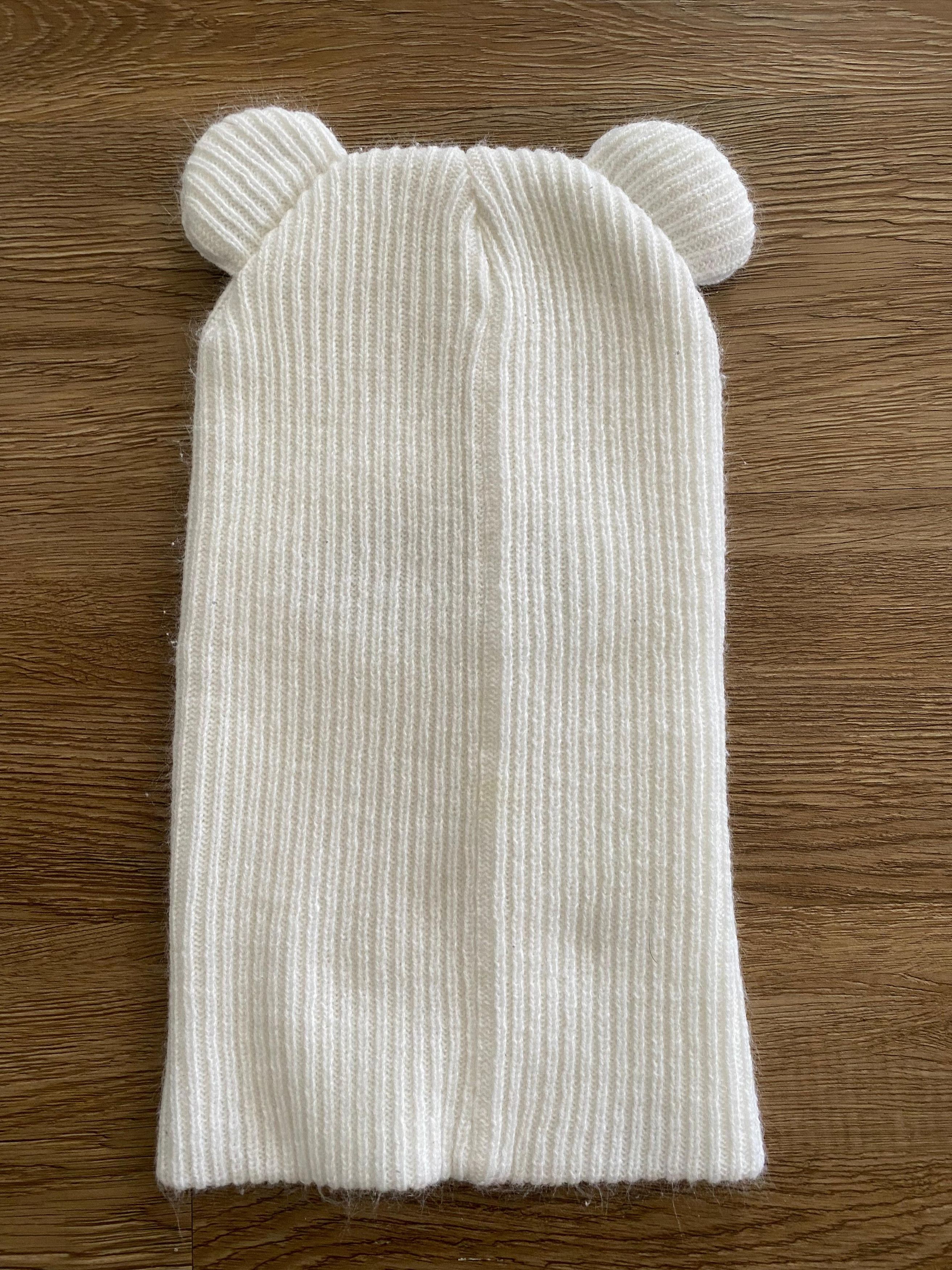 Other Box Boys Retro Hearts Bear Hat – White Embroidered Balaclava Size ONE SIZE - 4 Thumbnail