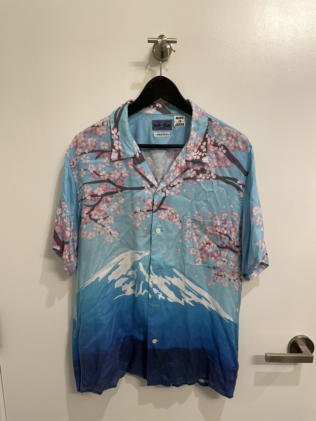 image of Blue Blue Japan Sakura Blossom Mt. Fuji Shirt, Men's (Size XL)