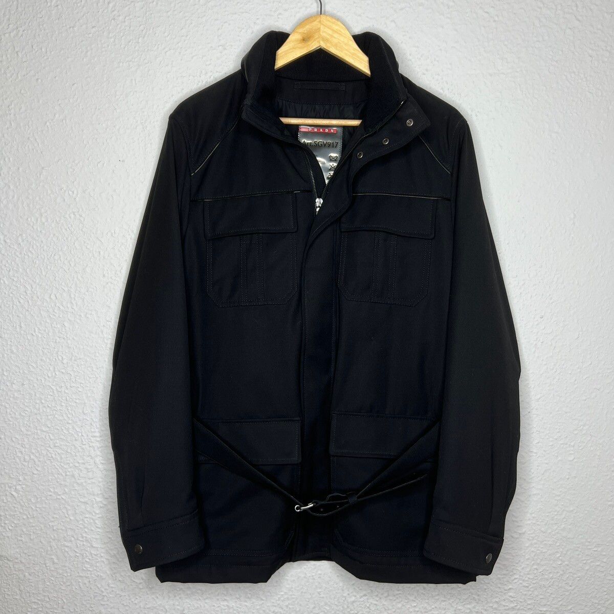 Prada Prada Milano Military Jacket Belted Coat Black Wool Designer Size US M / EU 48-50 / 2 - 1 Preview