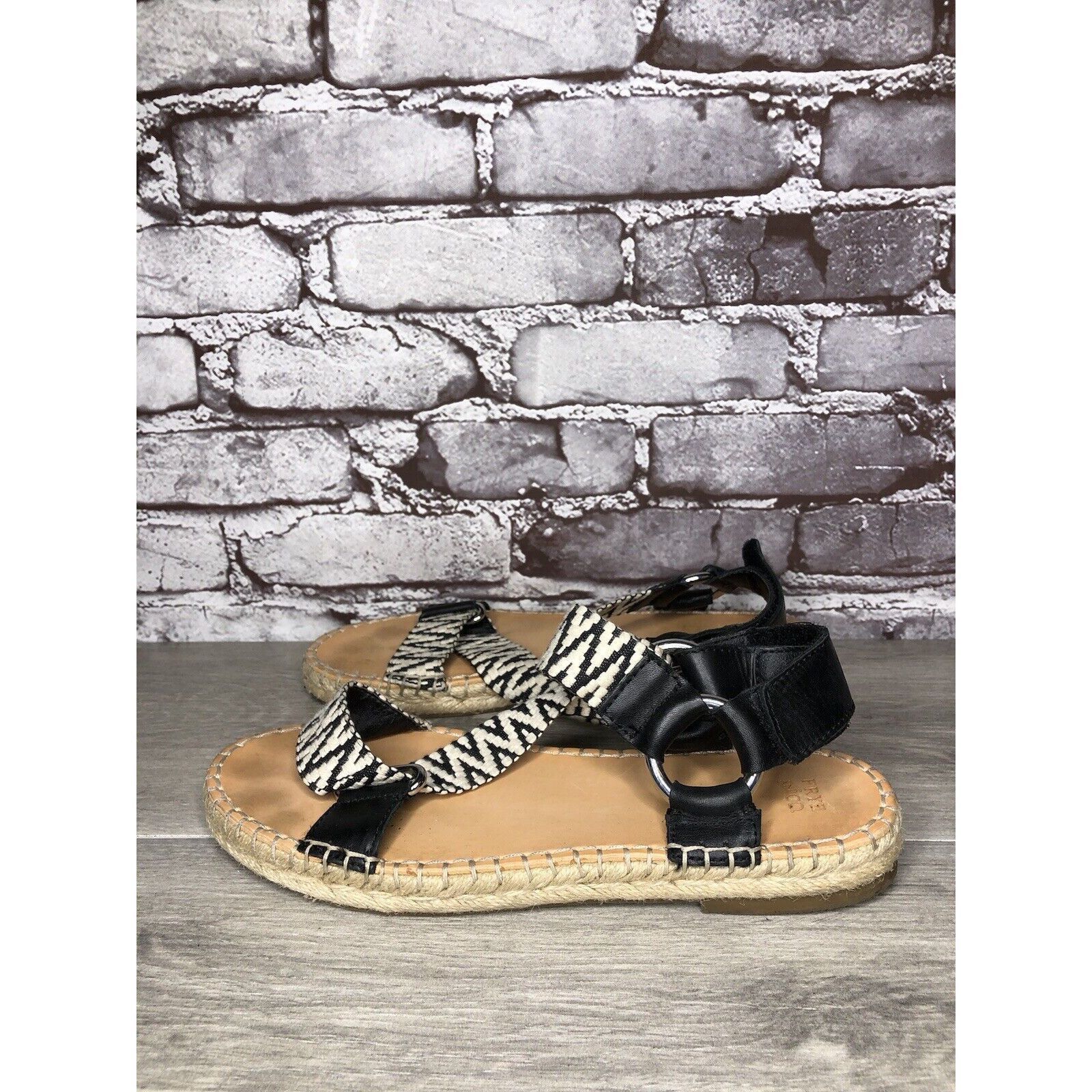 Frye Frye & Co Kole White Black Fabric Leather Espadrilles Sandal Size US 8.5 / IT 38.5 - 14 Thumbnail