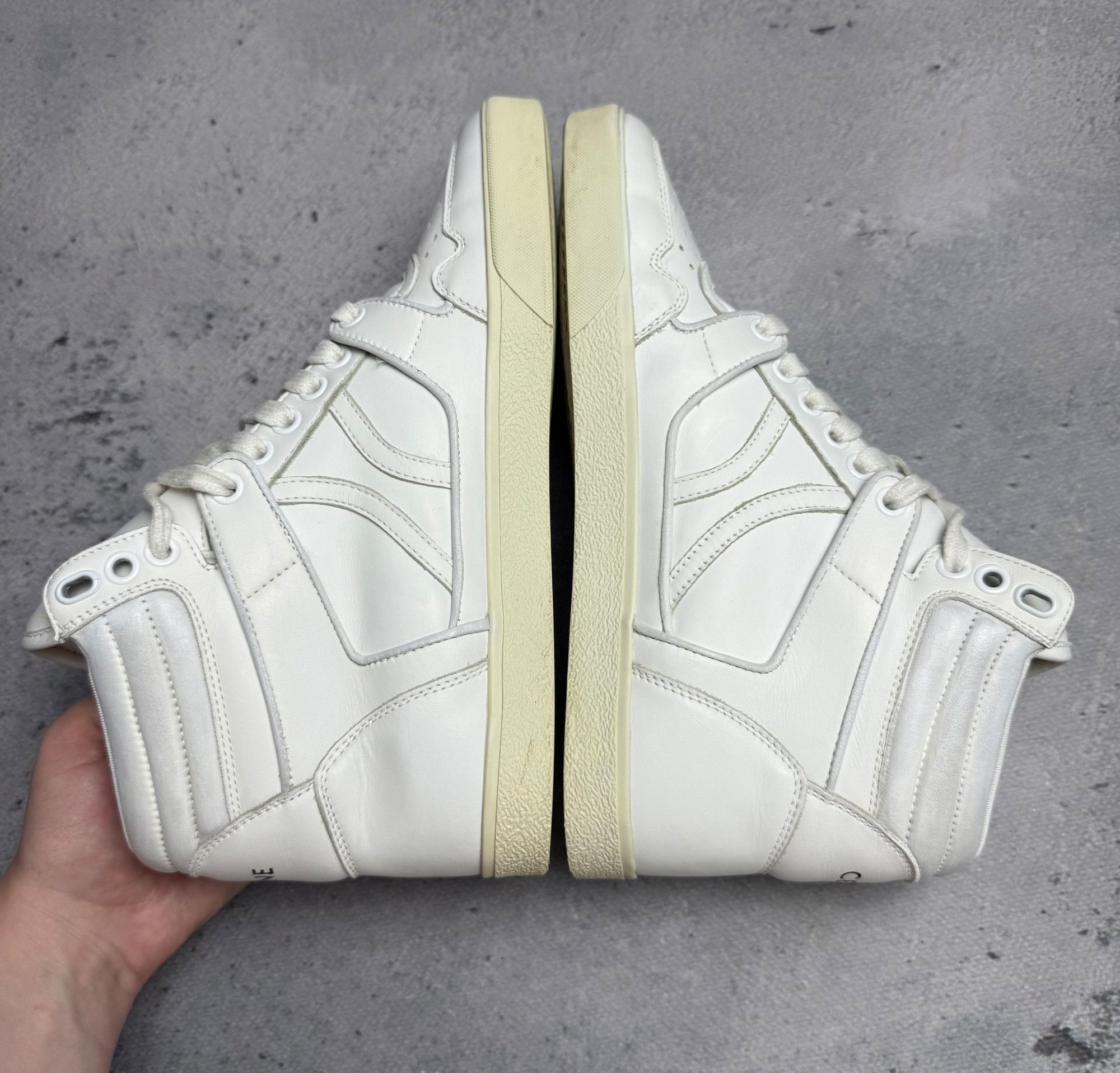 Celine Celine Break White Leather High-Top Sneakers Size 37 Luxury Size US 7 / IT 37 - 3 Thumbnail