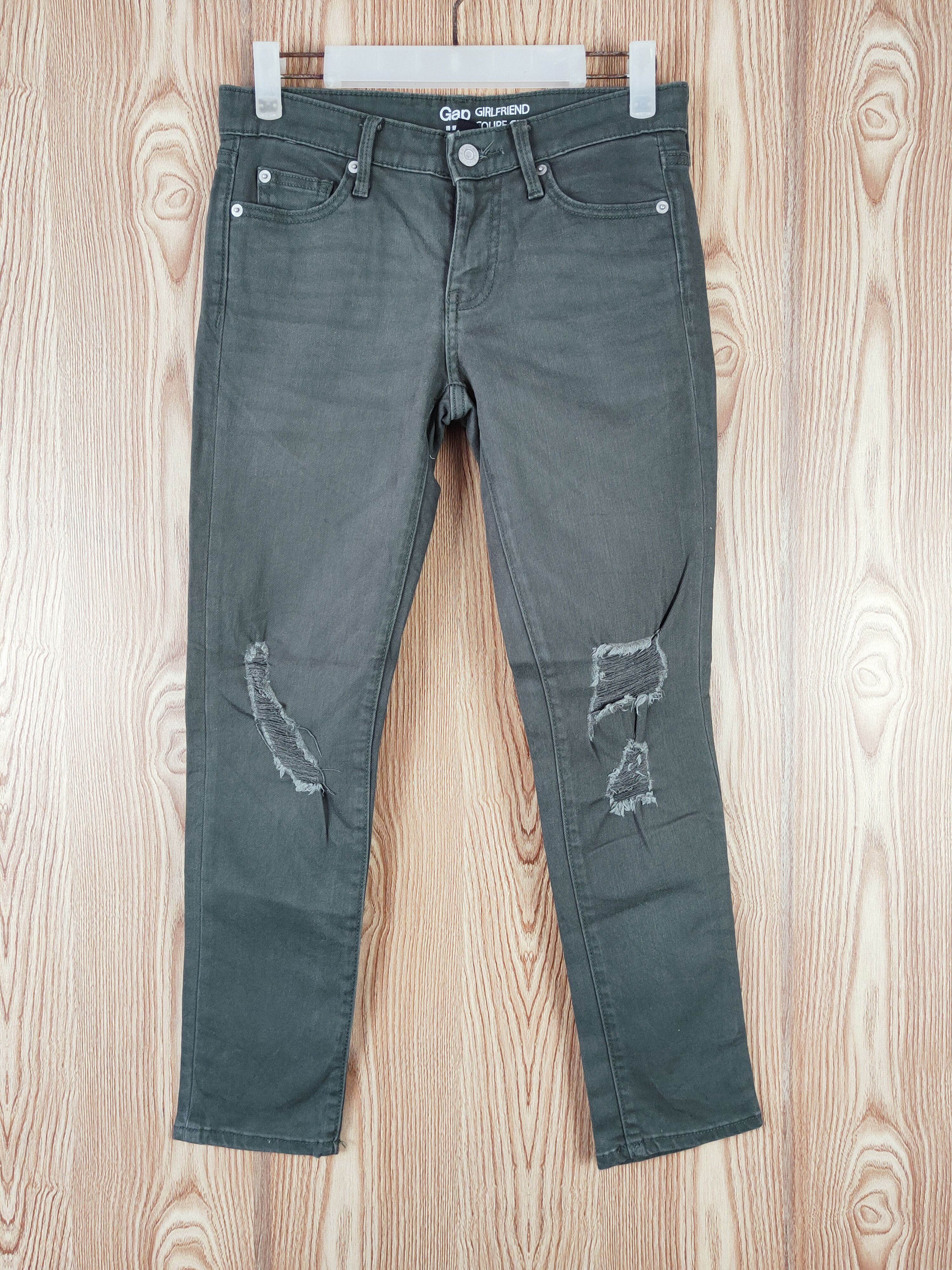 Gap × Vintage Vintage 💥 Gap Green Distressed Ripped Jeans Size 29" - 1 Thumbnail