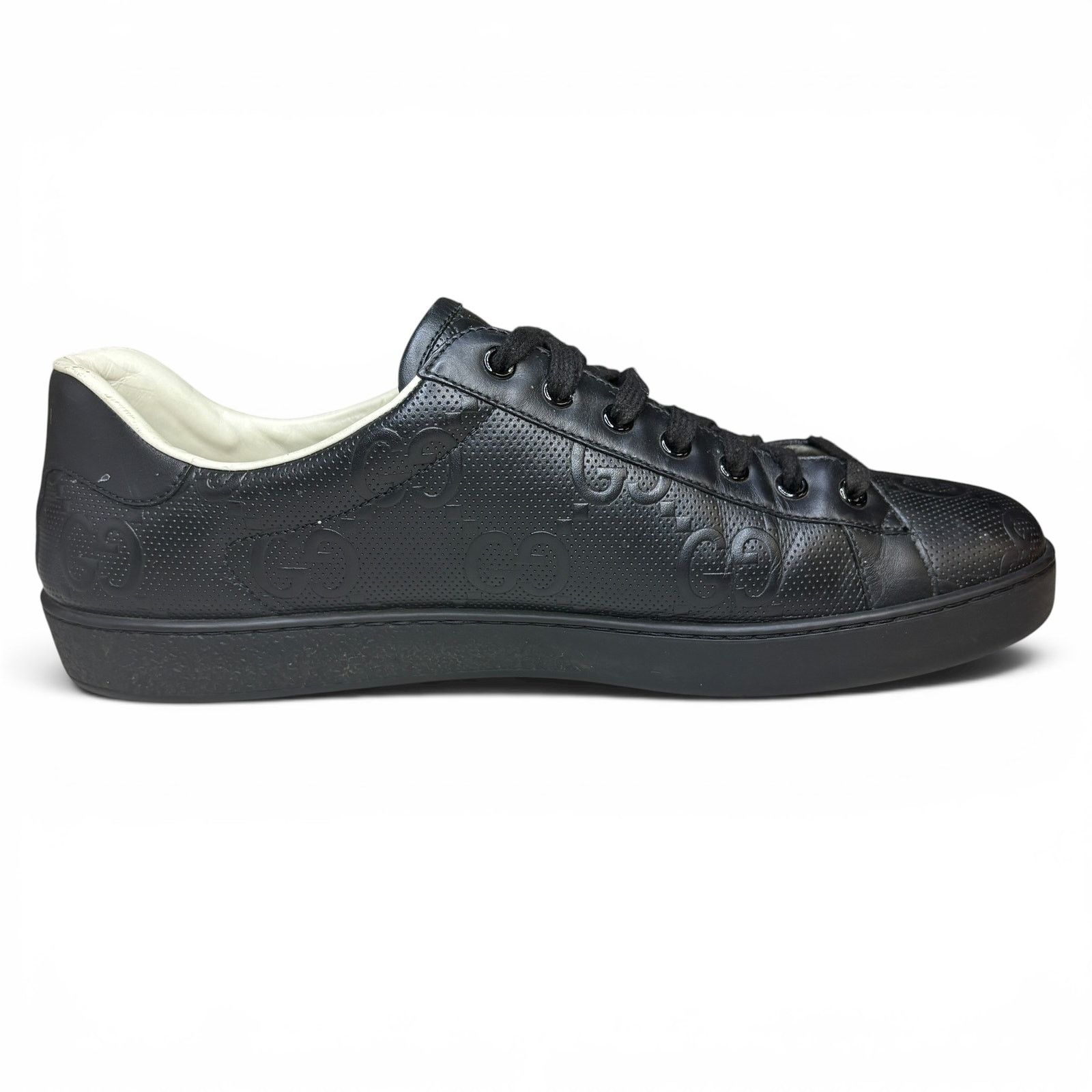 Gucci Gucci Ace Black Monorgram Sneakers | Size 11G Size US 11.5 / EU 44-45 - 4 Thumbnail