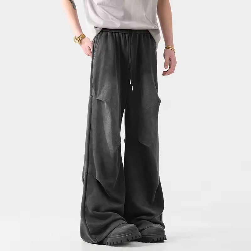 Japanese Brand Pleated Straight Washed Long Wide Leg Sweatpants Size US 33 - 3 Thumbnail