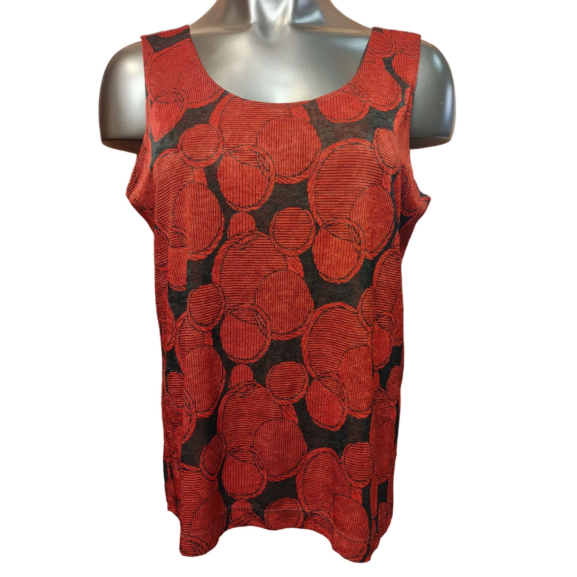 Chicos Chico's Design Women's Red/Black Sleeveless Wool Tank top 3 Size 3XL / US 20-22 - 1 Thumbnail