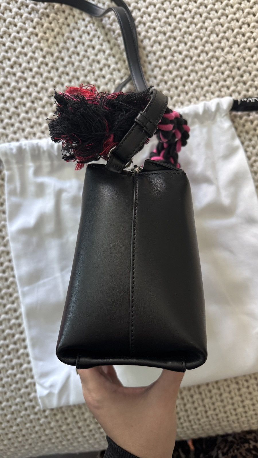 JW Anderson JW Anderson Corner Rope Leather Crossbody Bag Black and Pink Size ONE SIZE - 5 Thumbnail