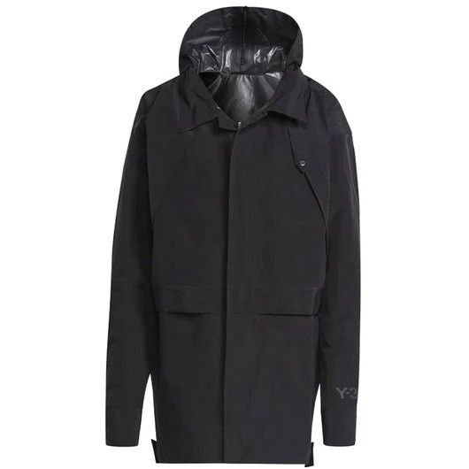 image of Adidas Y-3 Yohji Yamamoto Classic Dorico Nylon Hooded Parka in Black, Men's (Size Medium)