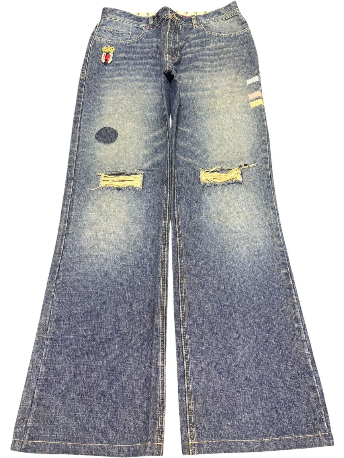 Dsquared2 Vintage Japanese Brand Embroidered Distress Flare Jeans Size US 29 - 1 Thumbnail