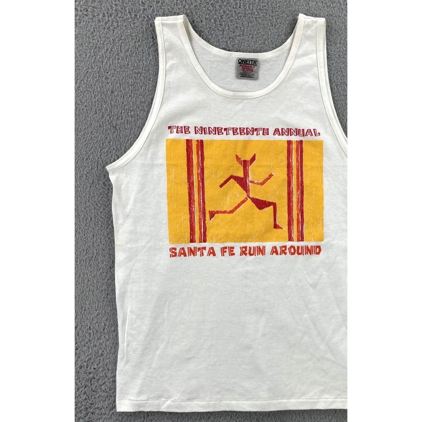 Vintage VINTAGE Oneita Power-T XL White Sleeveless Shirt USA Made 90s Mens T-Shirt Santa Fe Graphic Print Size US XL / EU 56 / 4 - 3 Thumbnail