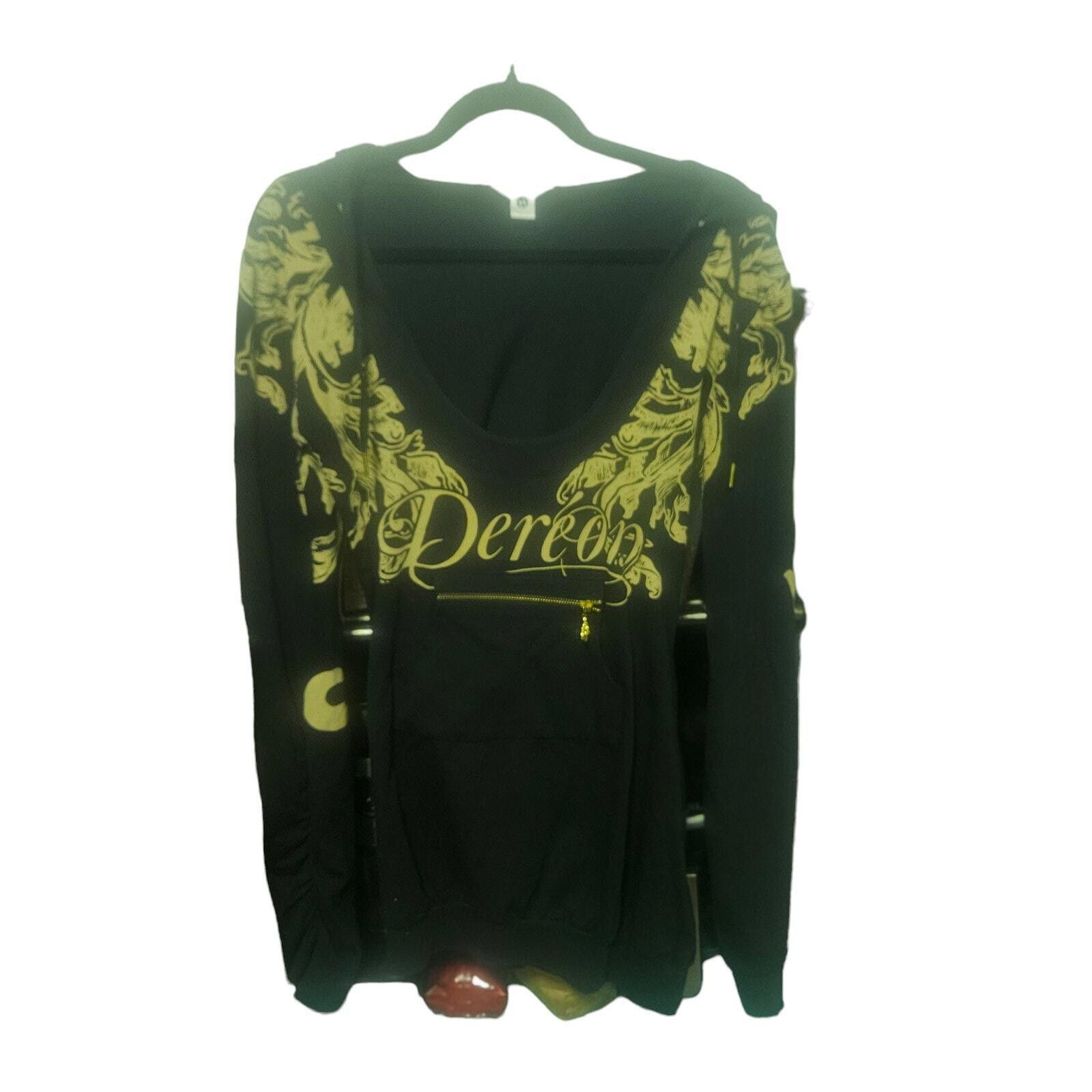 Designer Dereon Women's Black and Gold Hoodie Long Sleeve Size Medium Size M / US 6-8 / IT 42-44 - 1 Preview