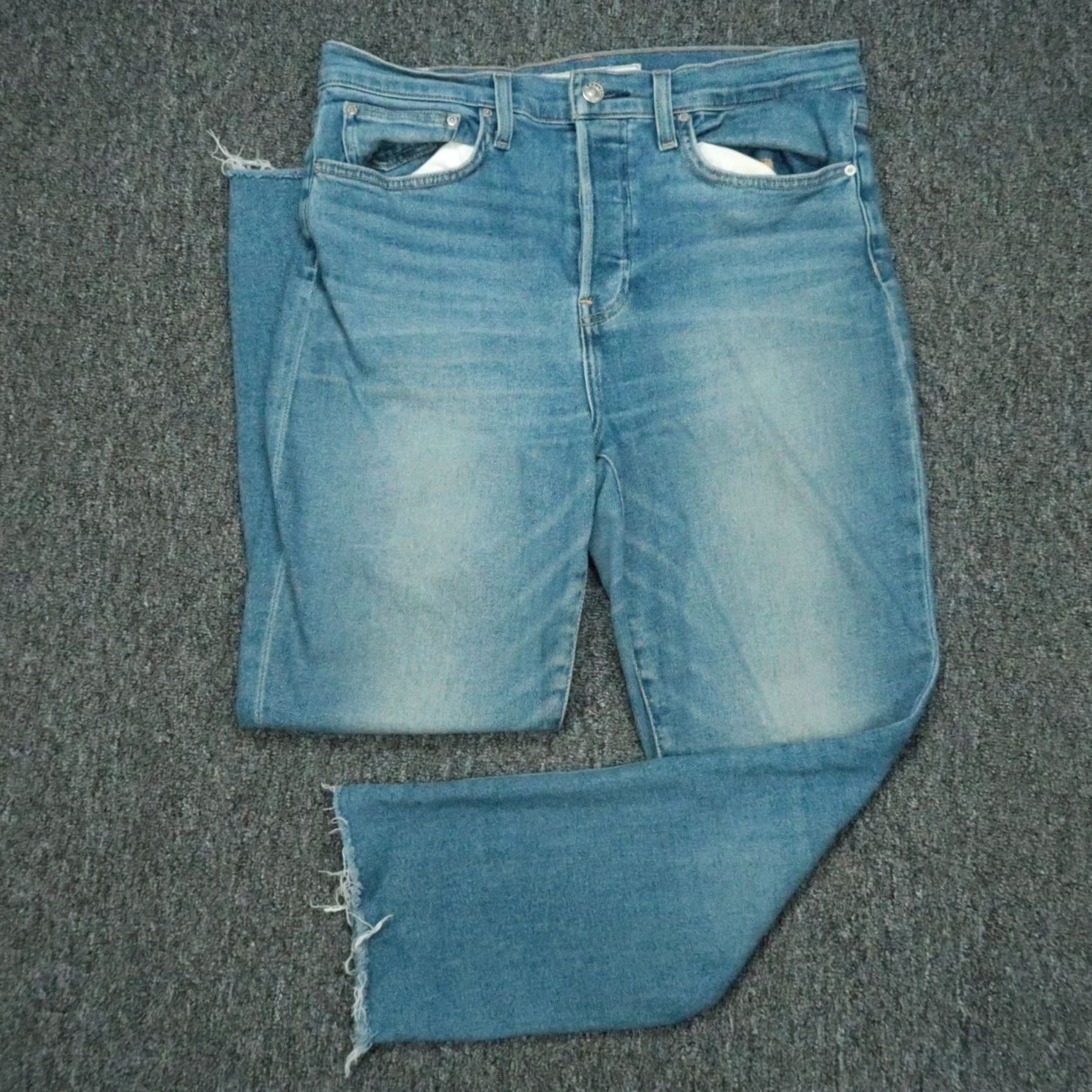 Frank & Eileen Frank Eileen Jeans Womens 31 Blue Cork Frayed Raw Hem Straight 31x26 Size 24" / US 00 / IT 34 - 2 Thumbnail