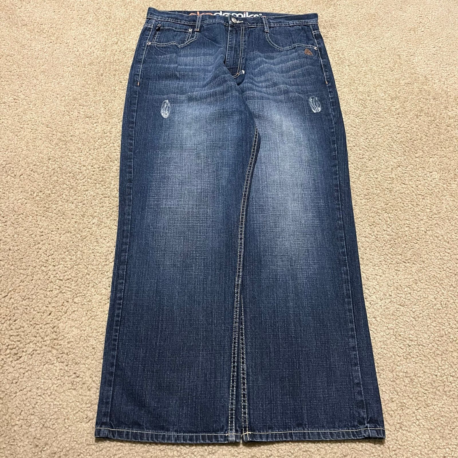 Akademiks Akademiks Y2K Baggy Skater Faded Embroidered Jeans 38Wx32L Size US 38 / EU 54 - 2 Thumbnail