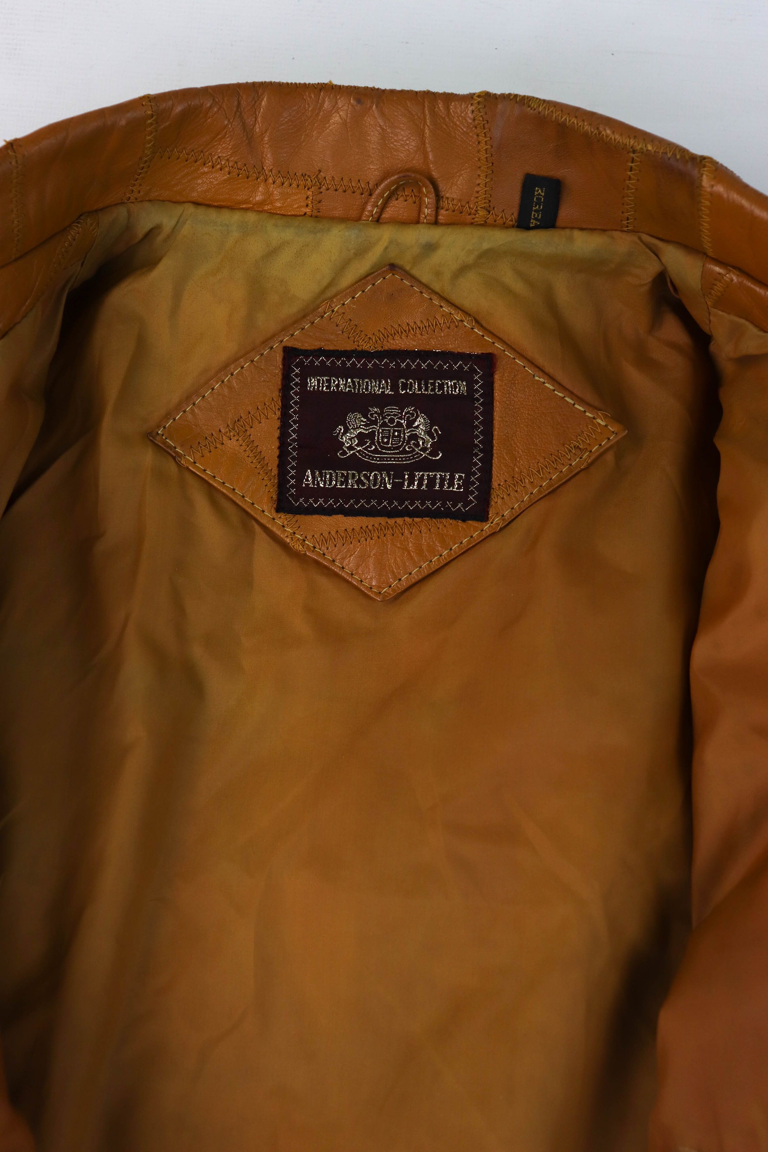 Vintage 70-80s Vintage Korean Caramel Tan Patchwork Leather Jacket Size US L / EU 52-54 / 3 - 18 Thumbnail