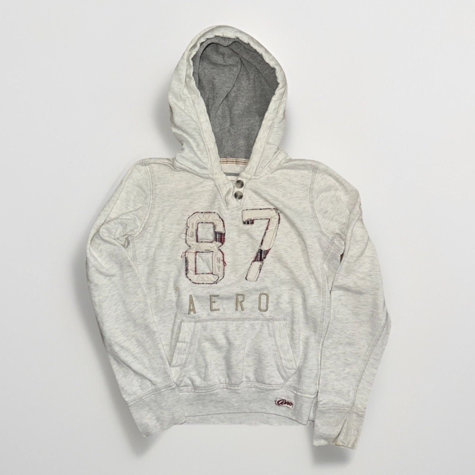 & Other Stories × Aeropostale Aeropostale Hoodie Sweatshirt Gray 87 Logo Pullover L 18x22 Size L / US 10 / IT 46 - 1 Thumbnail