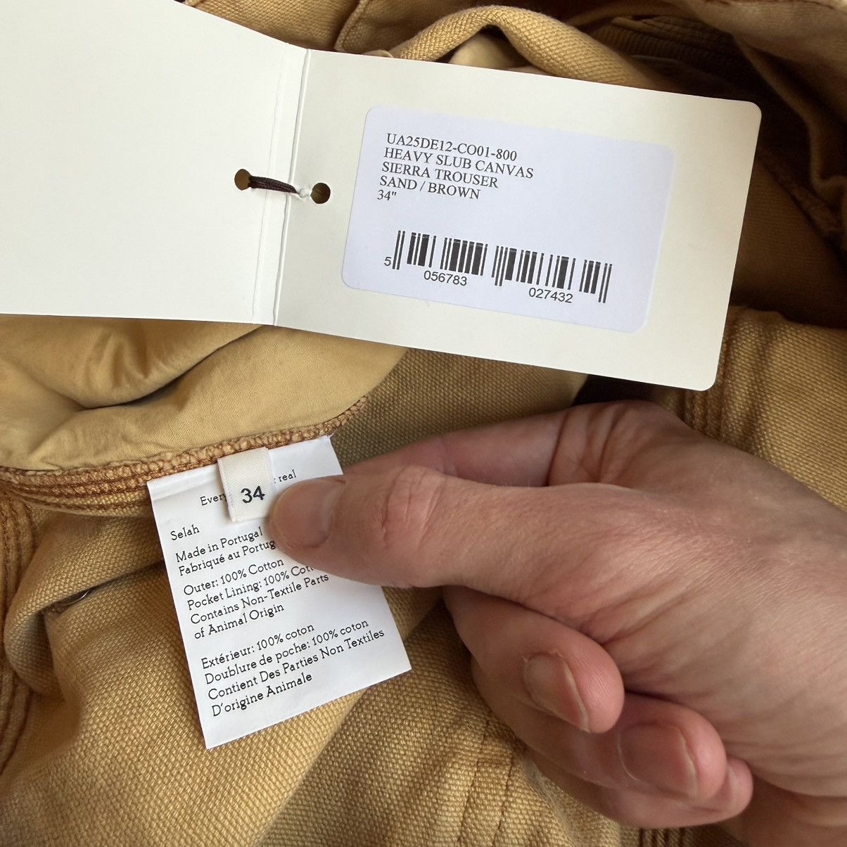Wales Bonner Sand ‘Heavy Slub Canvas’ Sierra Pants Size US 36 / EU 52 - 5 Thumbnail