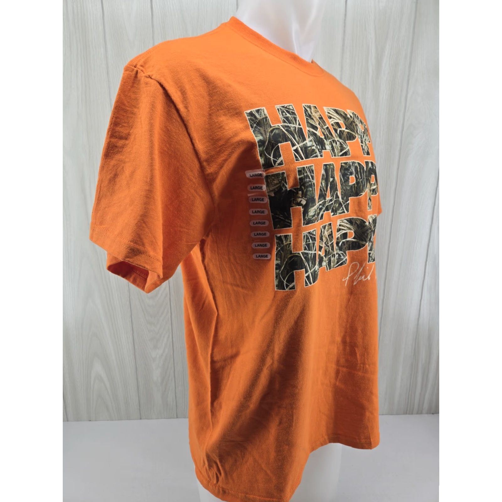 Vintage Duck Commander T Shirt Adult LARGE Orange Camouflage Happy Graphic Phil Robertson Shirt Mens Size US L / EU 52-54 / 3 - 6 Thumbnail
