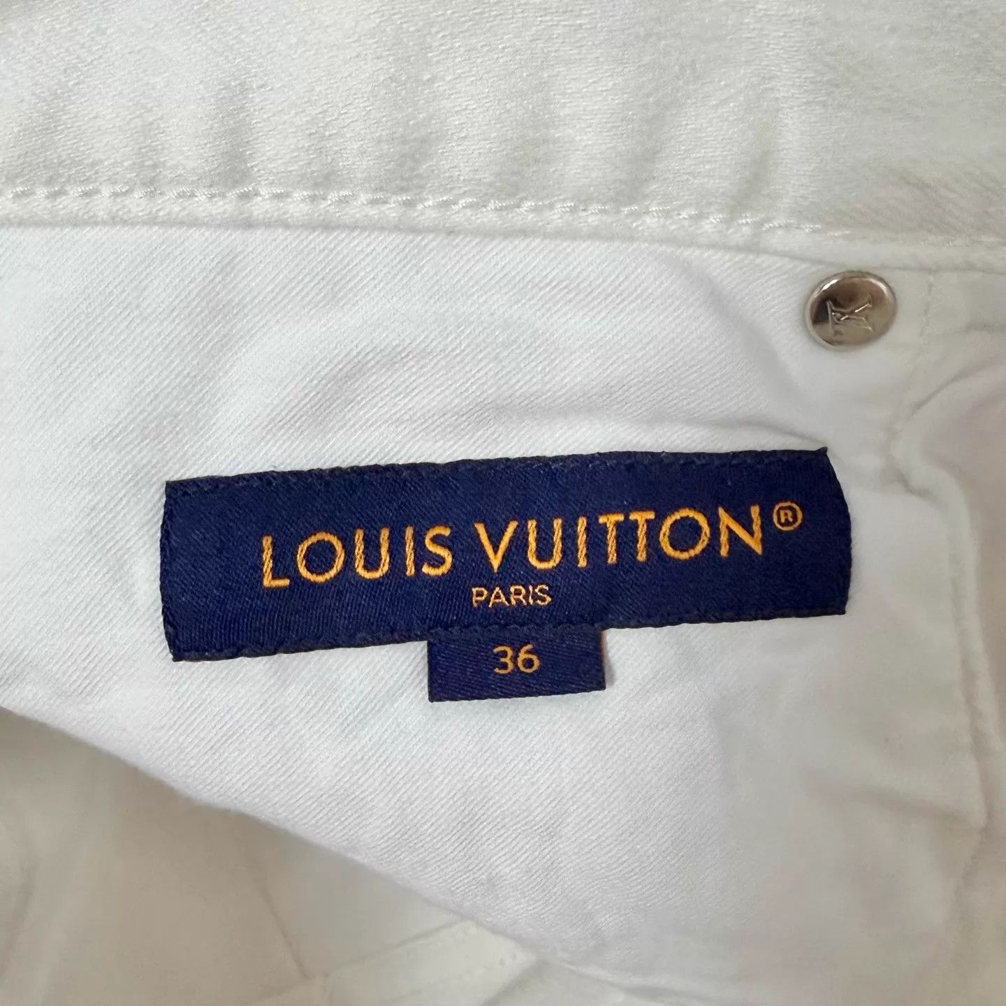 Louis Vuitton LV White Classic Straight Back Patch Jeans 36 Size US 36 / EU 52 - 4 Thumbnail