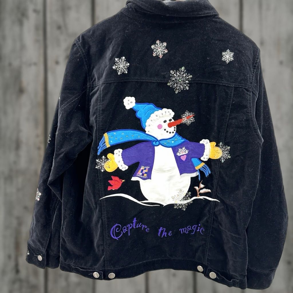 Quacker Factory Vintage Quacker Factory Women's Jacket M Black Velvet Fall Spring Winter Casual Beaded Embroidered 90s Size M / US 6-8 / IT 42-44 - 1 Thumbnail
