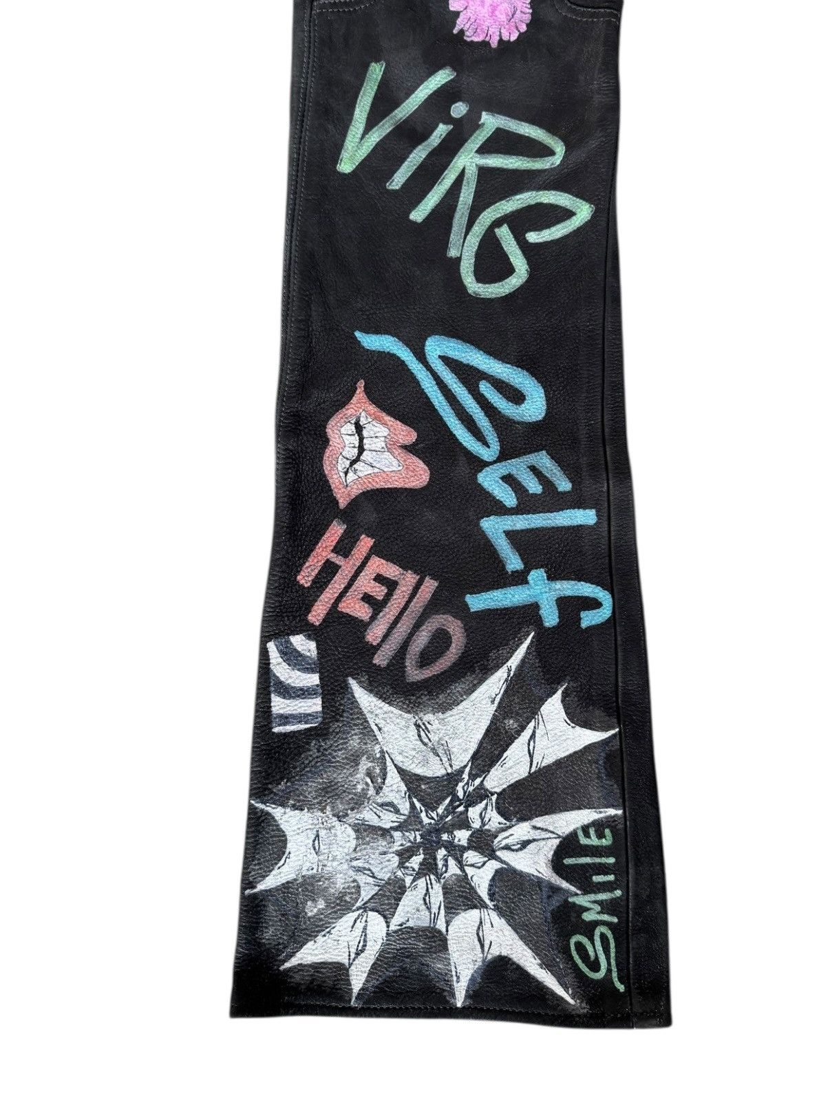 Chrome Hearts 1/1 Matty Boy Chrome Hearts Painted Leather Fleur-Knee Pants Size US 29 - 6 Thumbnail