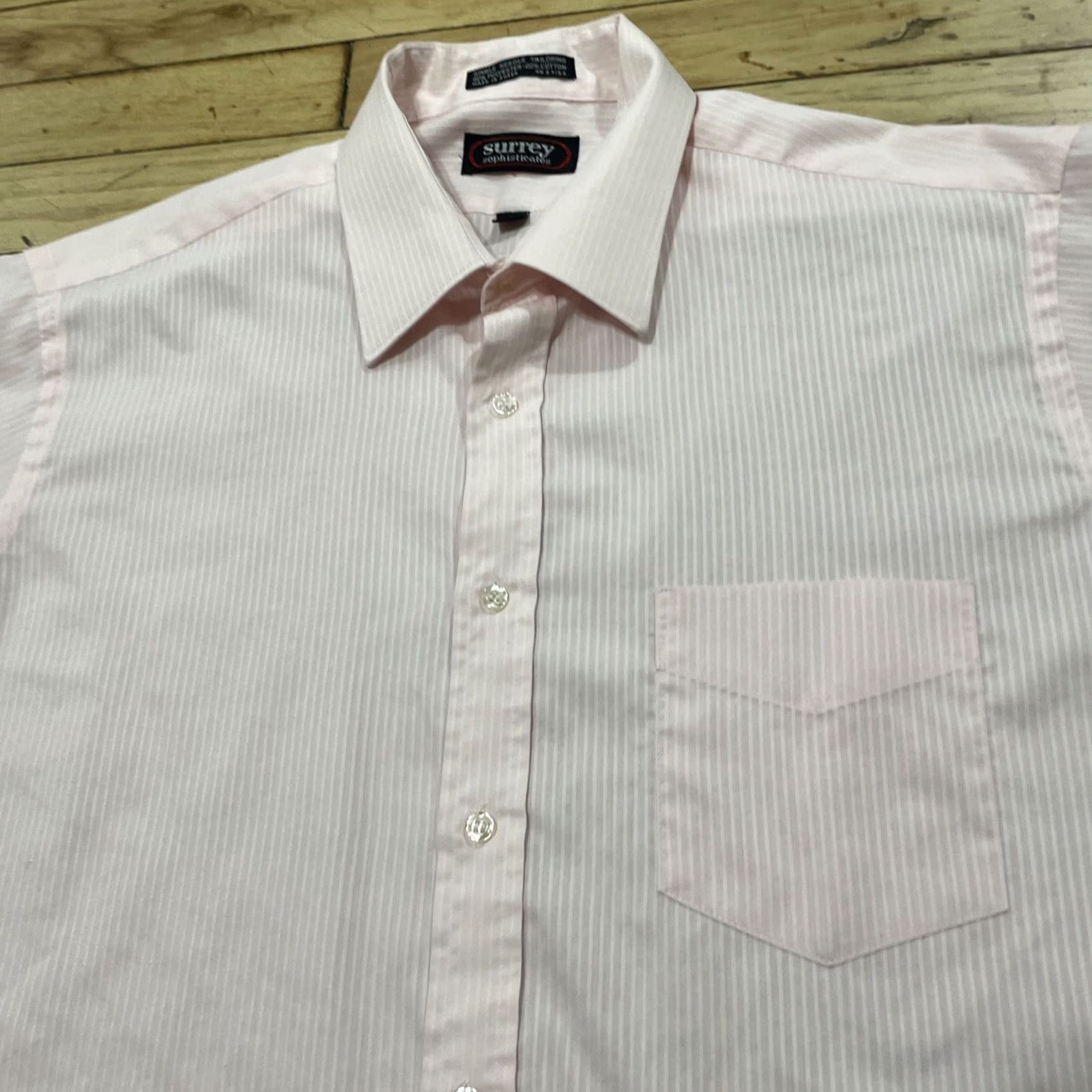 Pinko SURREY SOPHISTICATES Lightweight Shirt Mens 16 32/33 Pink Subtle Stripe Collared Button-Up Shirt Size US L / EU 52-54 / 3 - 4 Thumbnail