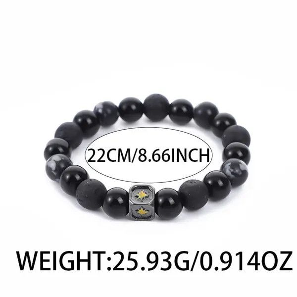 Jewelry Black and Gray Beaded Stone Bracelet, Men's Beaded Bracelet Size ONE SIZE - 6 Thumbnail
