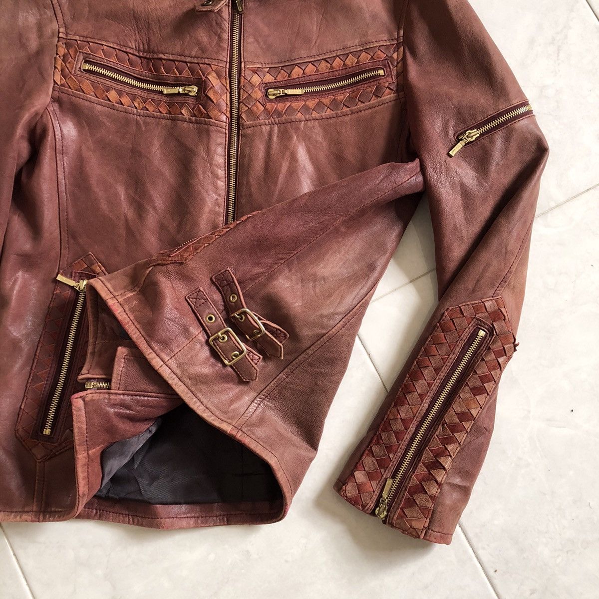 ABAHOUSE ABAHOUSE Zipper Rare Design Leather Jacket Size US L / EU 52-54 / 3 - 7 Thumbnail