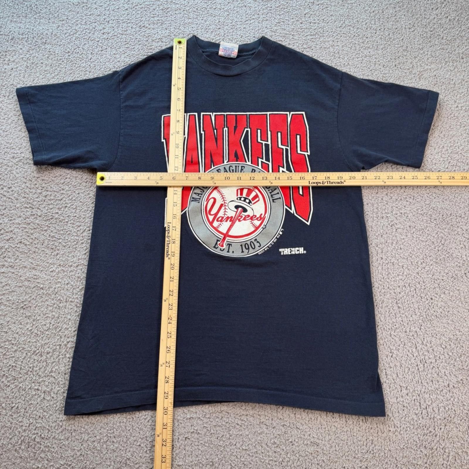 Other Vintage 90s New York Yankees T Shirt Navy Single Stitch XL Size US XL / EU 56 / 4 - 2 Thumbnail
