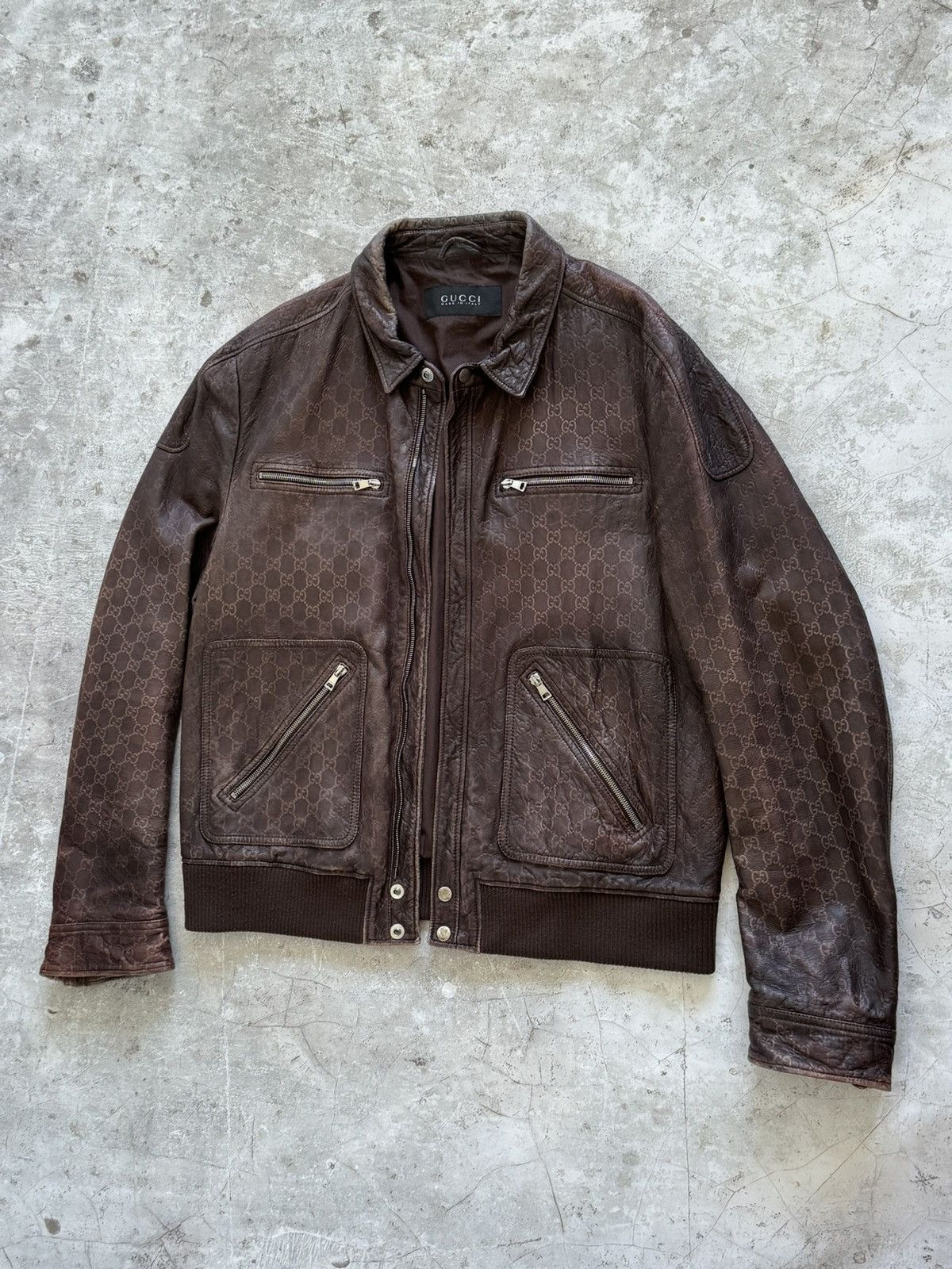 Gucci Gucci guccissma monogram leather biker jacket | Grailed