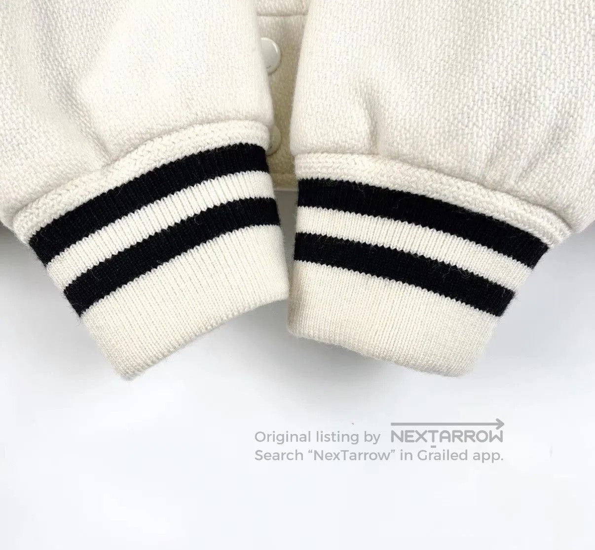 Saint Laurent Paris White Varsity Jacket with Black Accents. Size US M / EU 48-50 / 2 - 4 Thumbnail