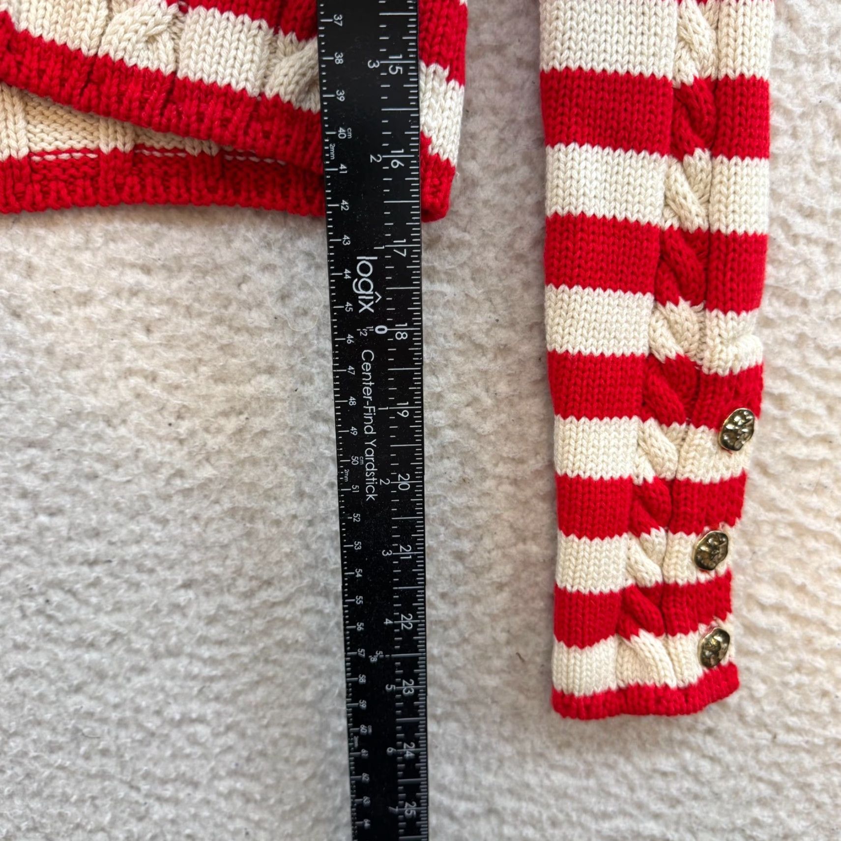 Zara Zara Cardigan Sweater XS Red White Striped Cable Knit Crop NWT Womens Size XS / US 0-2 / IT 36-38 - 6 Thumbnail