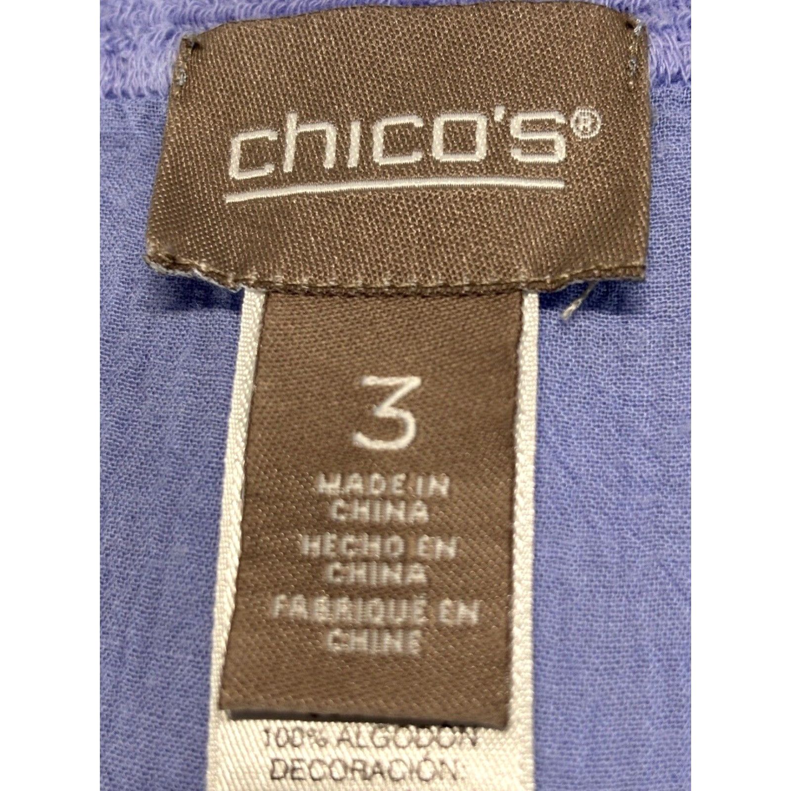 Vintage Chicos Women's Blue Lace Trim Casual Top Shirt, X-Large Size XL / US 12-14 / IT 48-50 - 6 Thumbnail