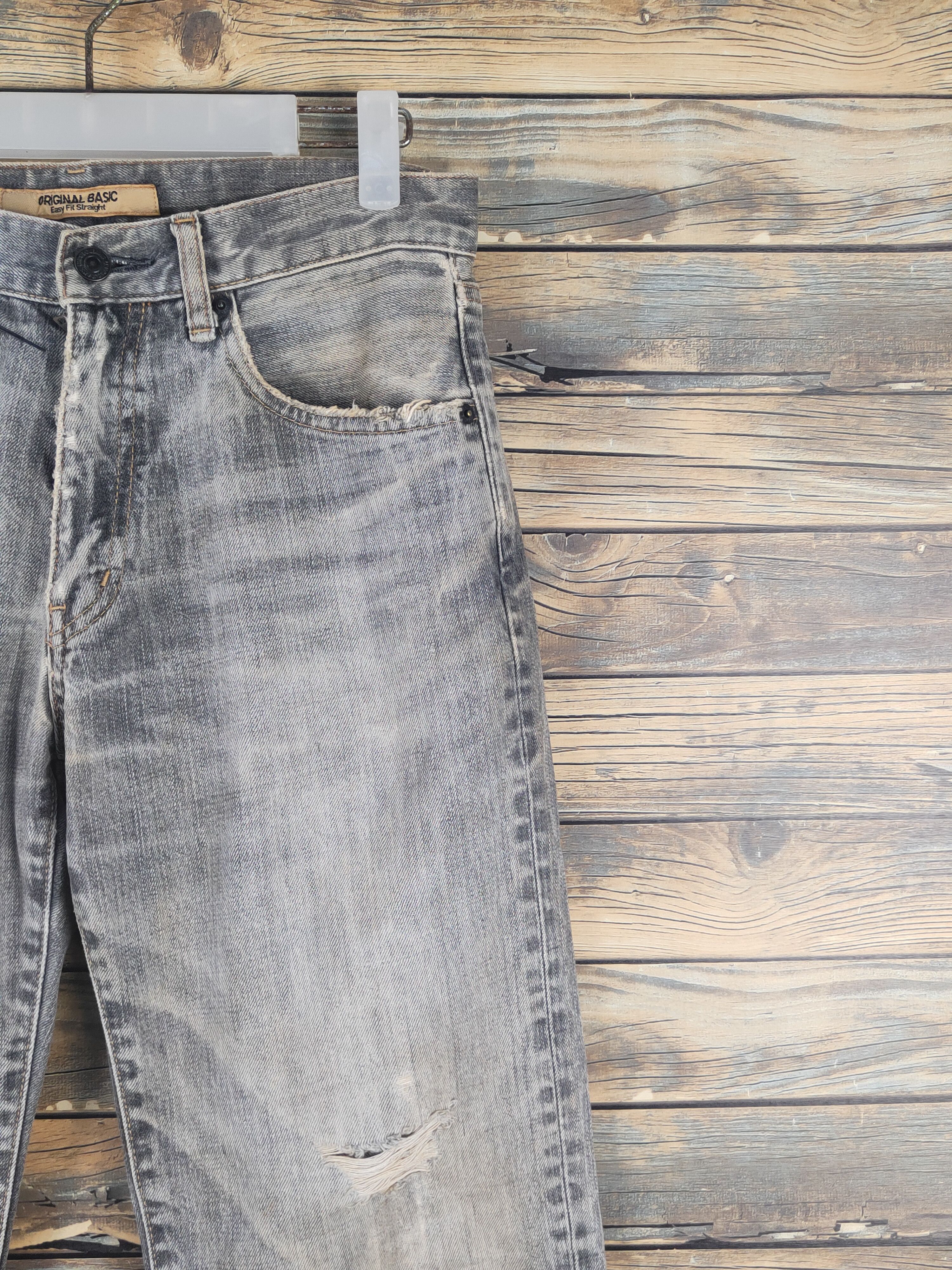 Japanese Brand Uniqlo japan vtg Black Faded Distressed Ripped Jeans #W1608 Size US 29 - 5 Thumbnail