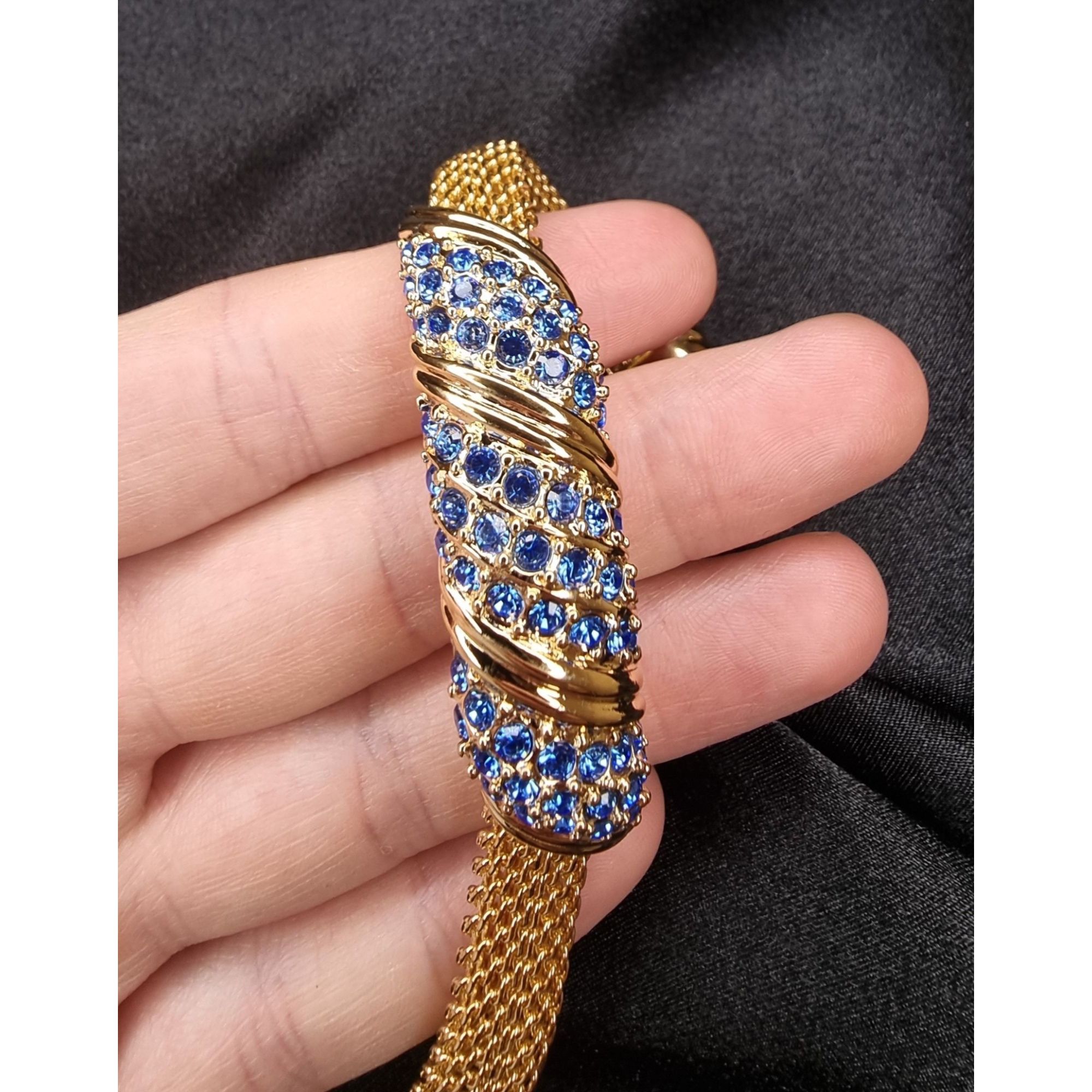 Vintage Vintage JBK Gold-Tone Bracelet With Blue Rhinestone Accents Size ONE SIZE - 5 Thumbnail