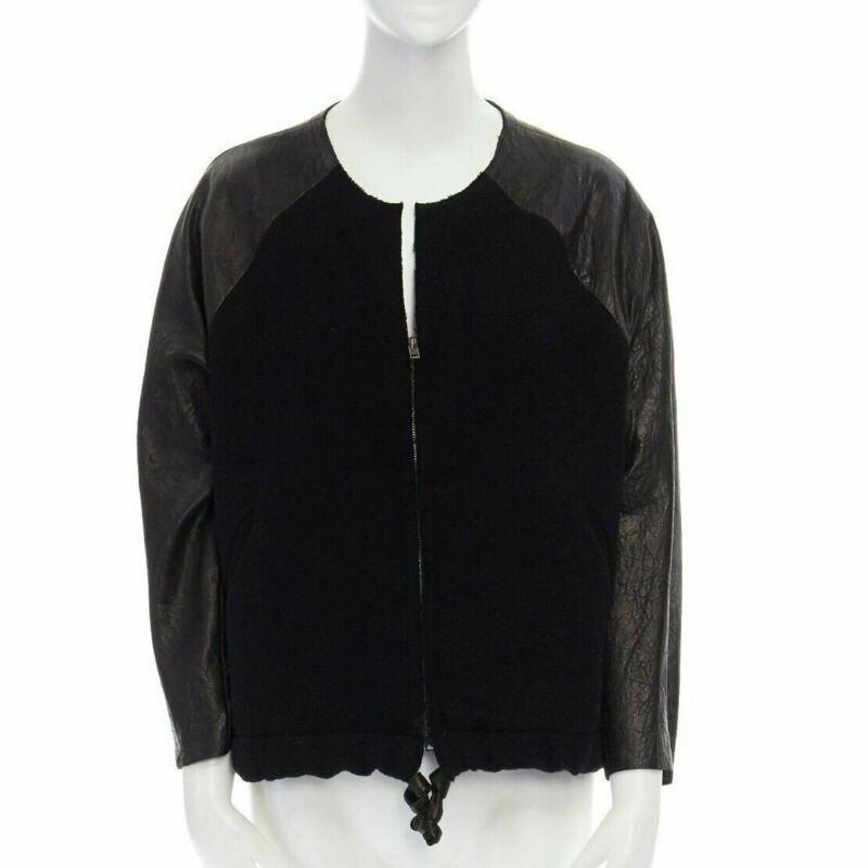 Isabel Marant runway ISABEL MARANT Jeams leather sleeve wool zip up baseball bomber jacket S Size S / US 4 / IT 40 - 1 Thumbnail