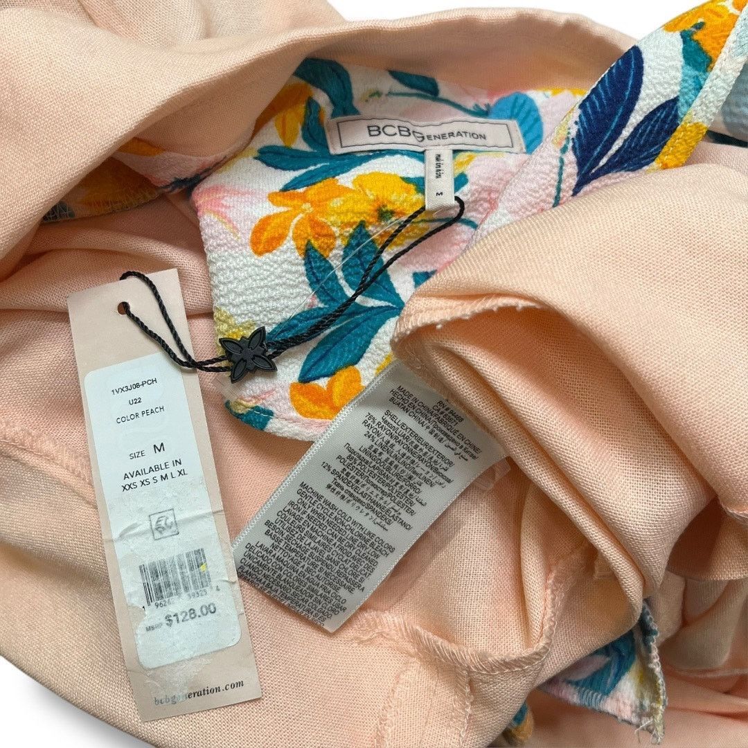 Other BCBGeneration linen boyfriend peach & floral blazer NEW Size M / US 6-8 / IT 42-44 - 9 Thumbnail