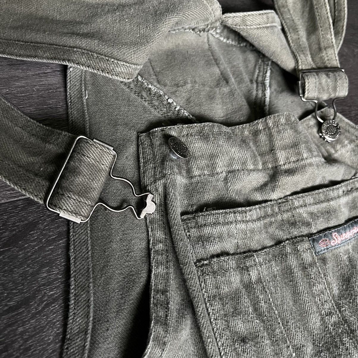 Vintage Vintage 1990s Squeeze Jeans Washed Olive Denim Jean Overalls Size US 29 - 9 Thumbnail