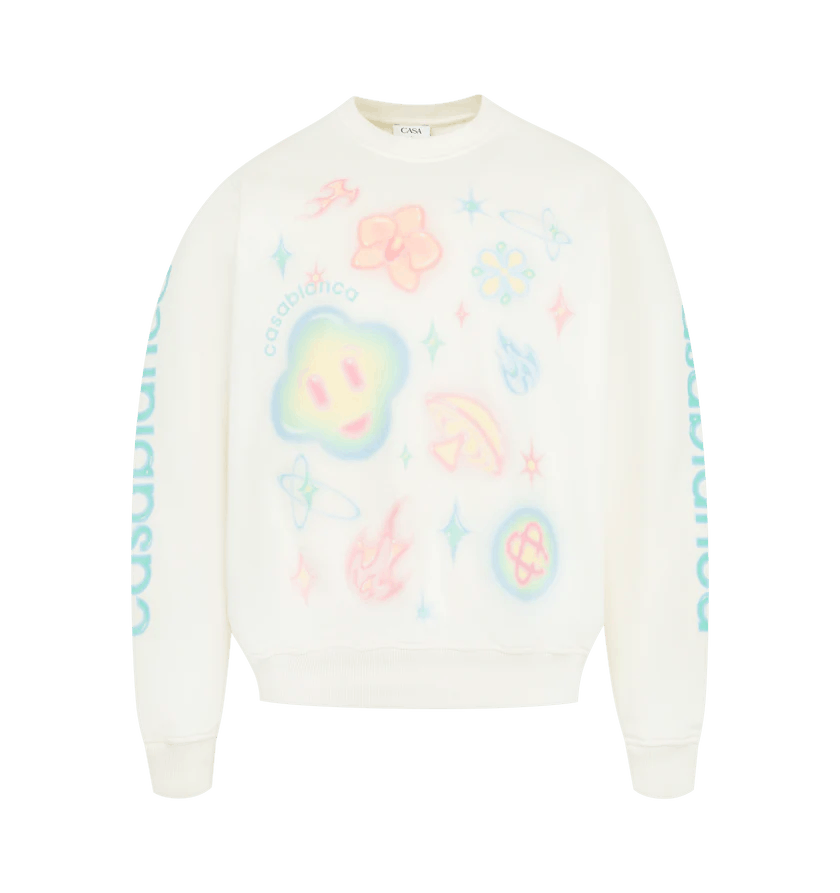 Casablanca o1h1sh10526 Airbrush Icons Sweatshirt in Off White Size US XXL / EU 58 / 5 - 1 Thumbnail