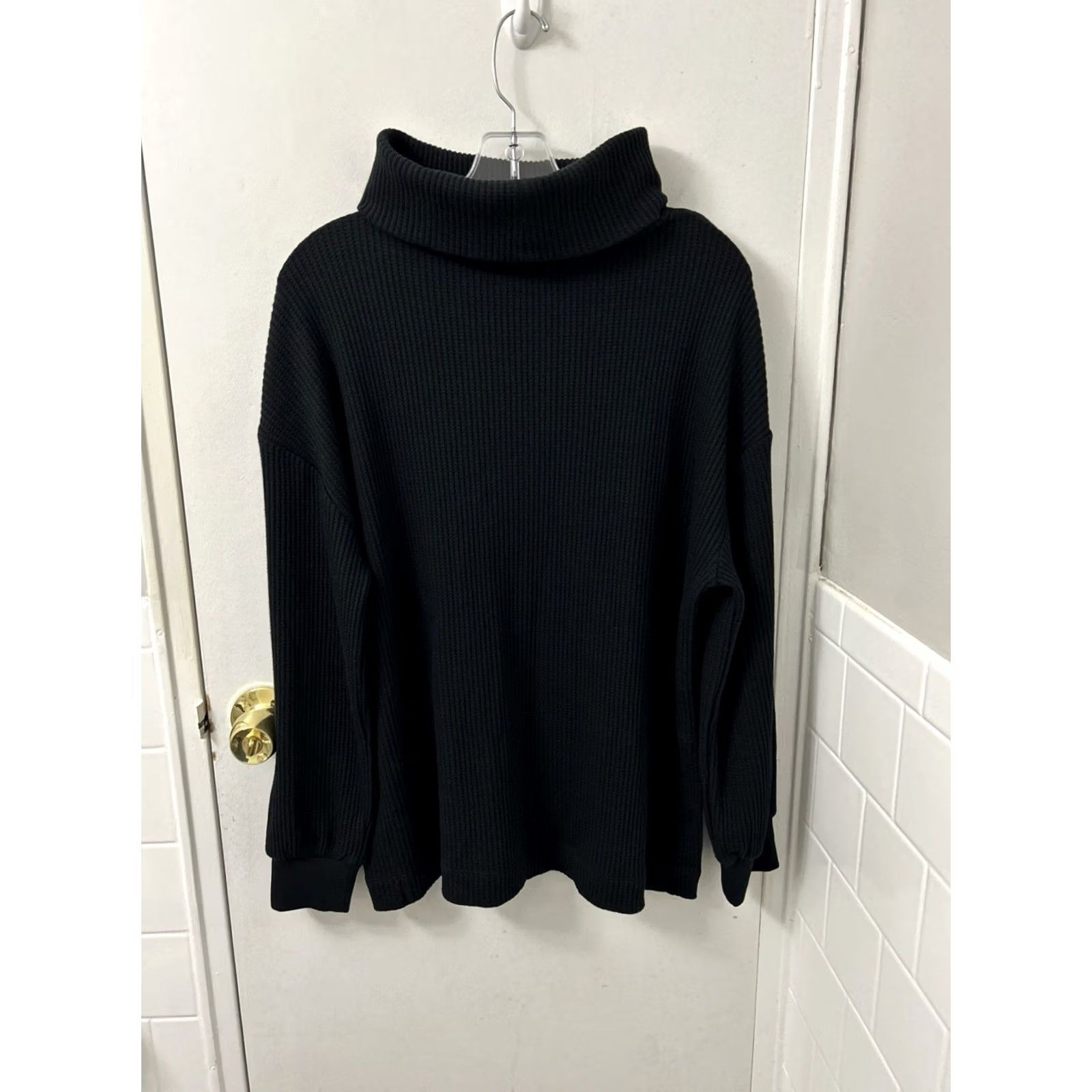 Gap Gap Womens M Black Thermal Waffle Knit Turtleneck Pullover Sweater NWT Size M / US 6-8 / IT 42-44 - 7 Thumbnail