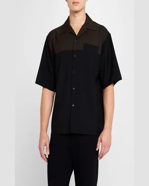 Marni o1w1db11125 Bicolor Camp Shirt in Black Size US XL / EU 56 / 4 - 2 Thumbnail