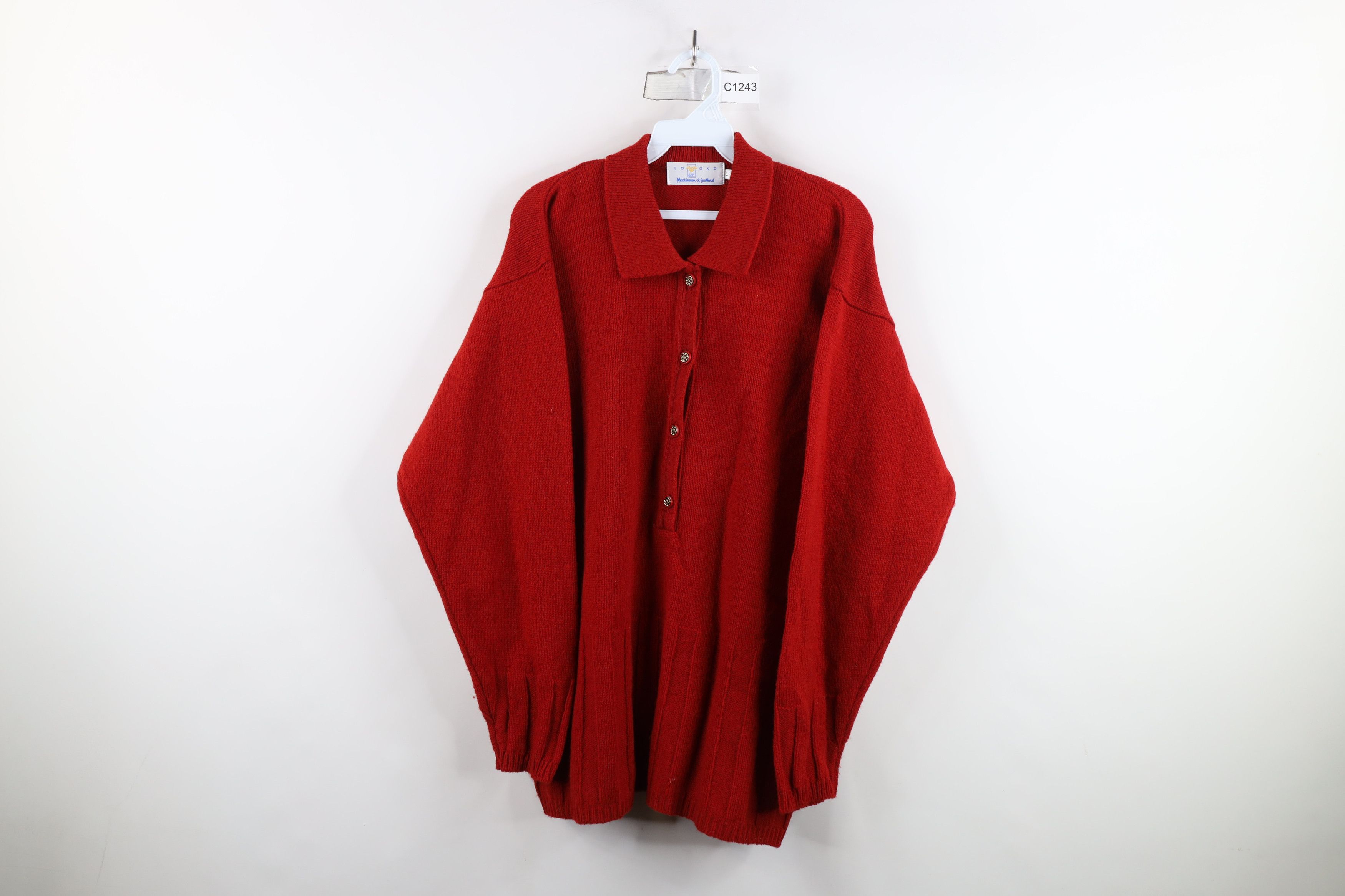 Vintage Vintage 90s Streetwear Scotland Wool Collared Tunic Sweater Size L / US 10 / IT 46 - 1 Thumbnail