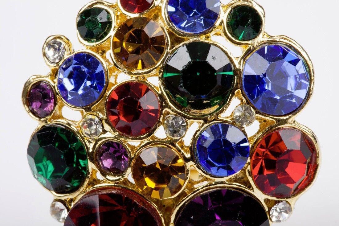 Designer Multi Colored Pave Rhinestone Earrings Size ONE SIZE - 3 Thumbnail