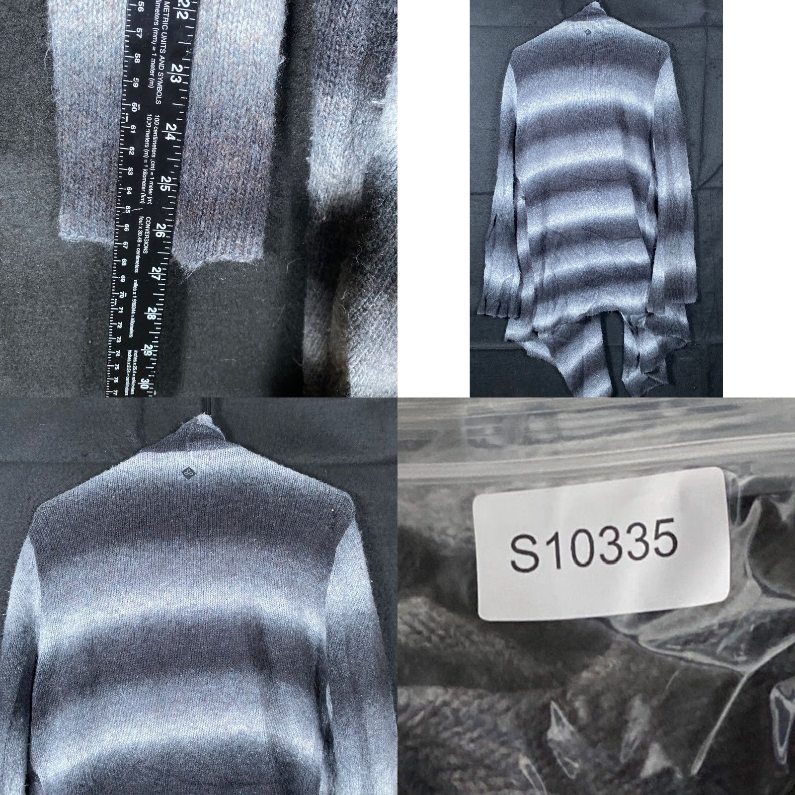 Prana prAna Womens Cardigan Black Gray Striped Open Waterfall Wool Blend L Sweater Knit Casual Workwear Travel Formal Party/Cocktail Wedding Size L / US 10 / IT 46 - 8 Thumbnail
